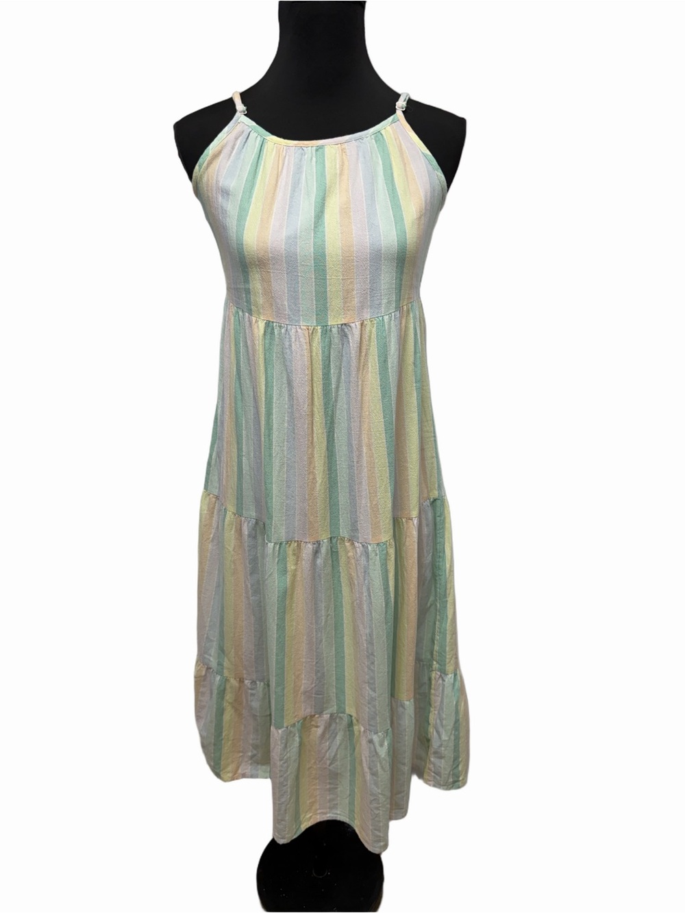 Cat & Jack Girls XL 14/16 Pastel Stripe Tiered Maxi Sundress Easter Dress